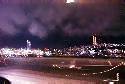 Seattle at night from a speeding vehicle